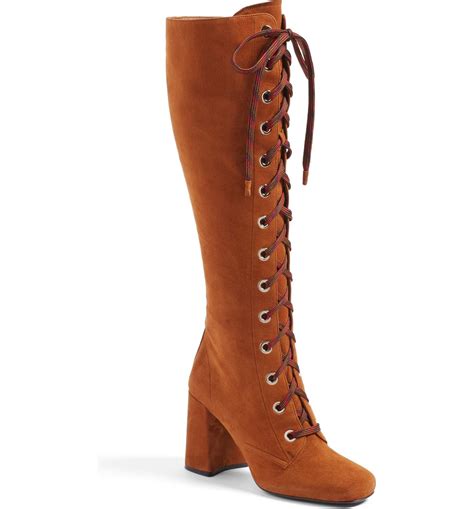 prada knee high leather pointed-toe boots|prada lace up combat boots.